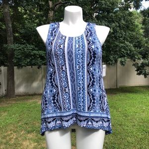 Soma, L , Soft Jersey Layered Tank Tunic - SCARF  TILE BLUE, $59 NEW